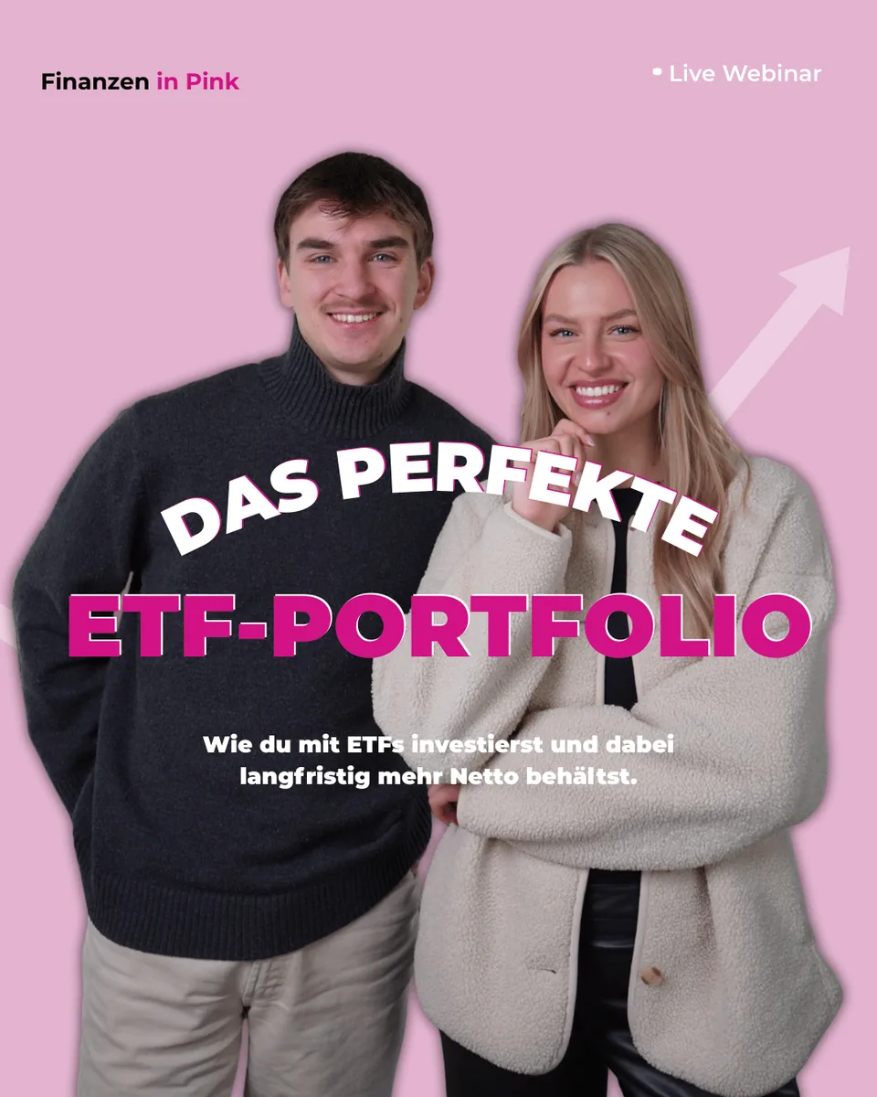 Das Webinar Das perfekte ETF-Portfolio von Finanzen in Pink