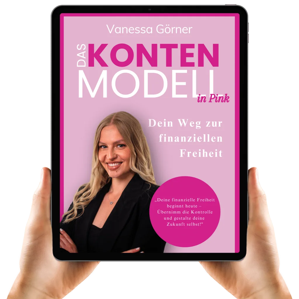 Das Kontenmodell in Pink auf einem Tablet